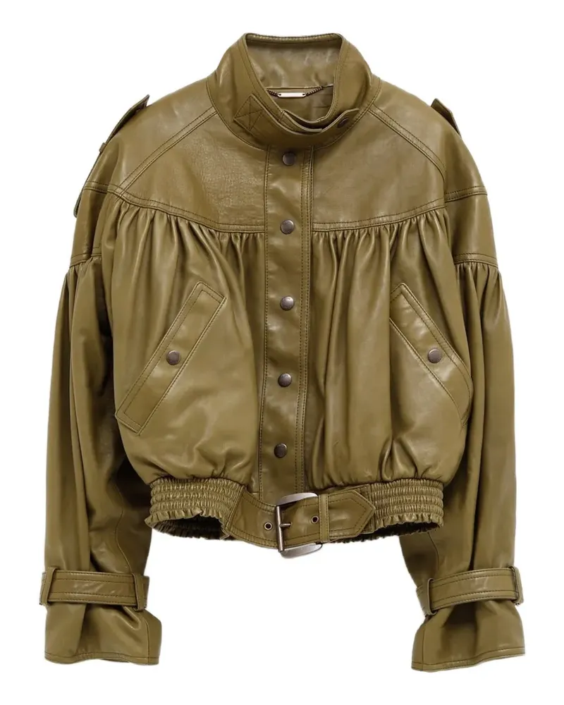 Chloé belted gathered leather jacket - Grün Grün