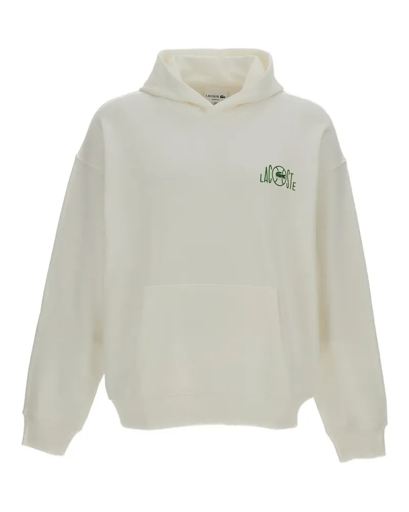 Lacoste logo-print graphic-back hoodie - Nude Nude