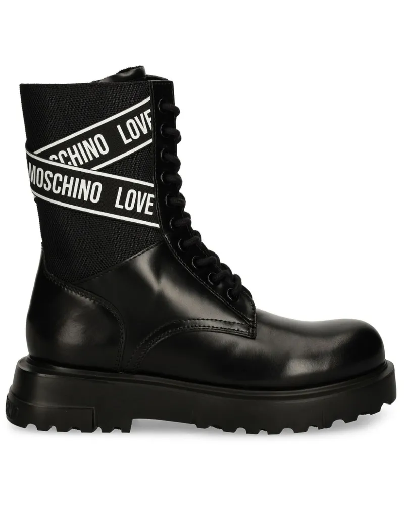 Moschino Stiefel mit Logo-Print - Schwarz Schwarz