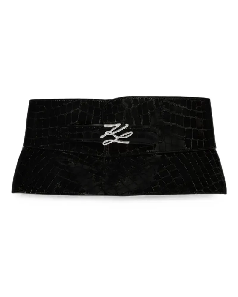 Karl Lagerfeld K/Autograph Corsage mit Kroko-Gürtel - Schwarz Schwarz