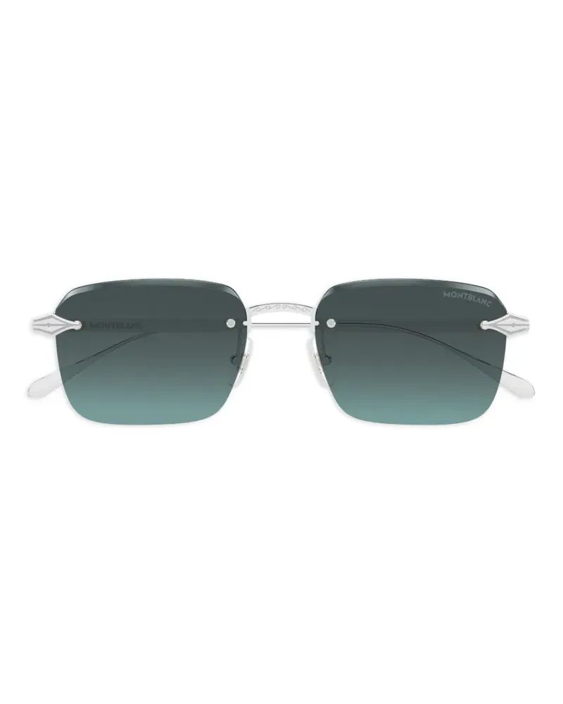 Montblanc Sonnenbrille mit eckigem Gestell - Grau Grau