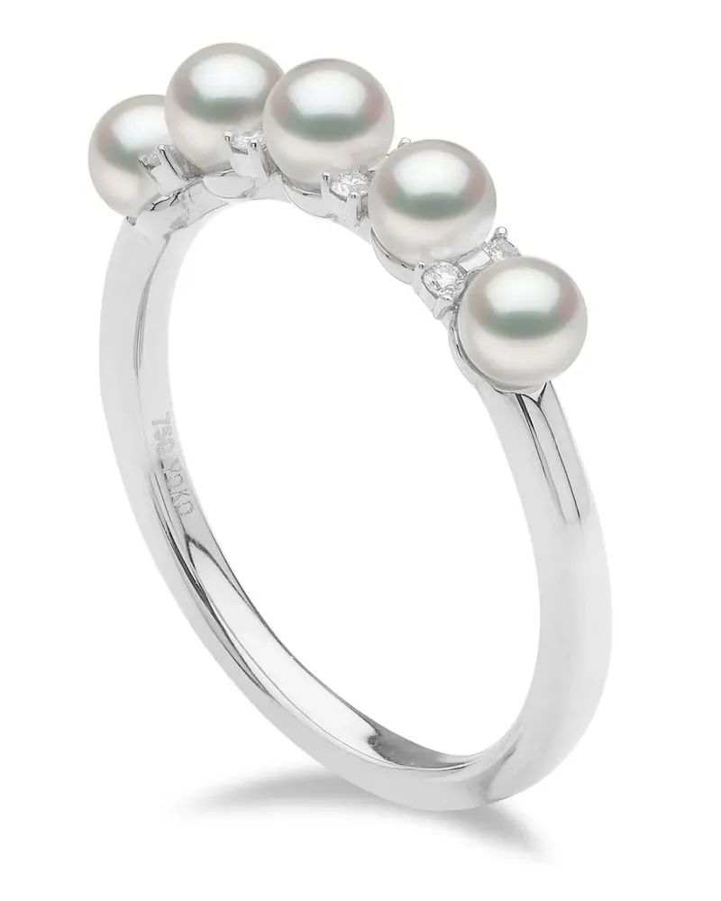YOKO London 18kt Eclipse Weißgoldring mit Akoya-Perlen und Diamanten - Silber Silber