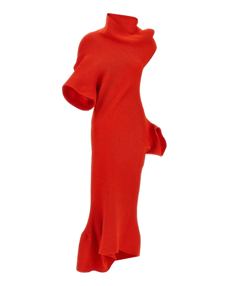 Issey Miyake Life form asymmetric ribbed dress - Rot Rot