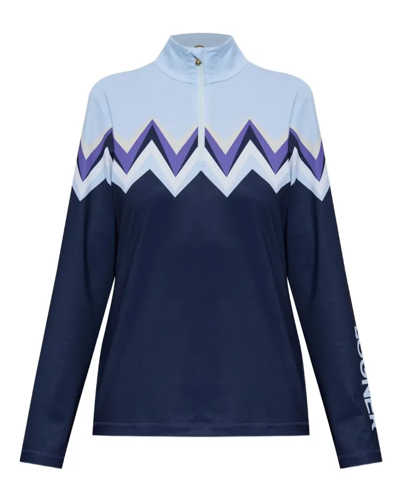 Bogner Beline zigzag-pattern zip T-shirt - Blau Blau