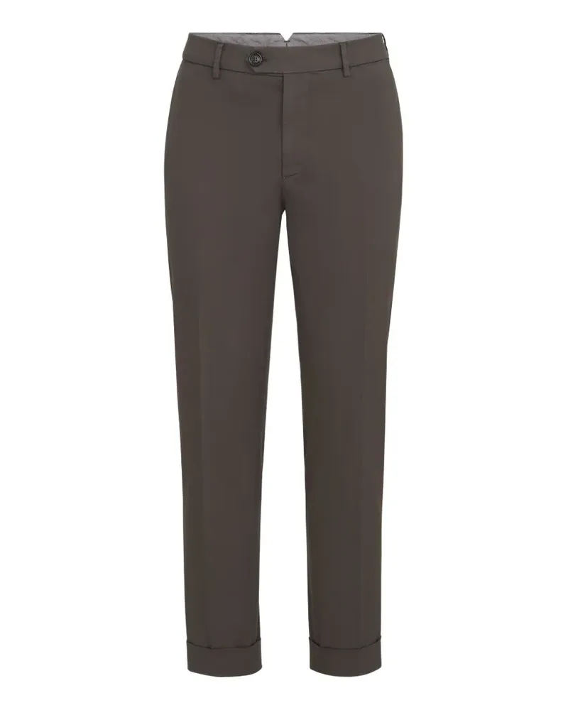 Brunello Cucinelli garment-dyed Italian fit trousers in American Pima comfort cotton gabardine - Braun Braun