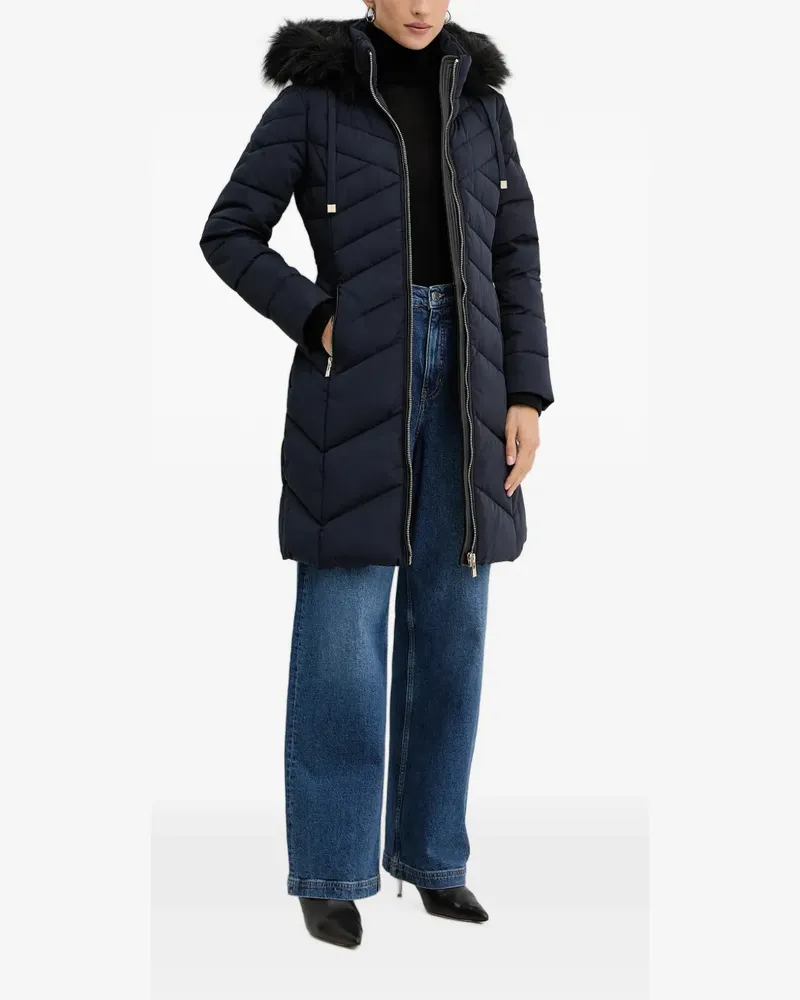 Morgan faux-fur trim quilted jacket - Blau Blau