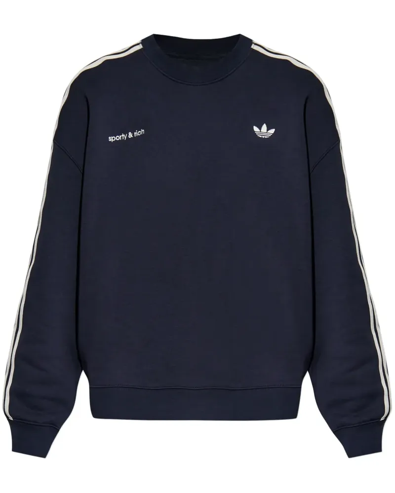 adidas x Sporty & Rich Sweatshirt mit 3 Streifen - Blau Blau