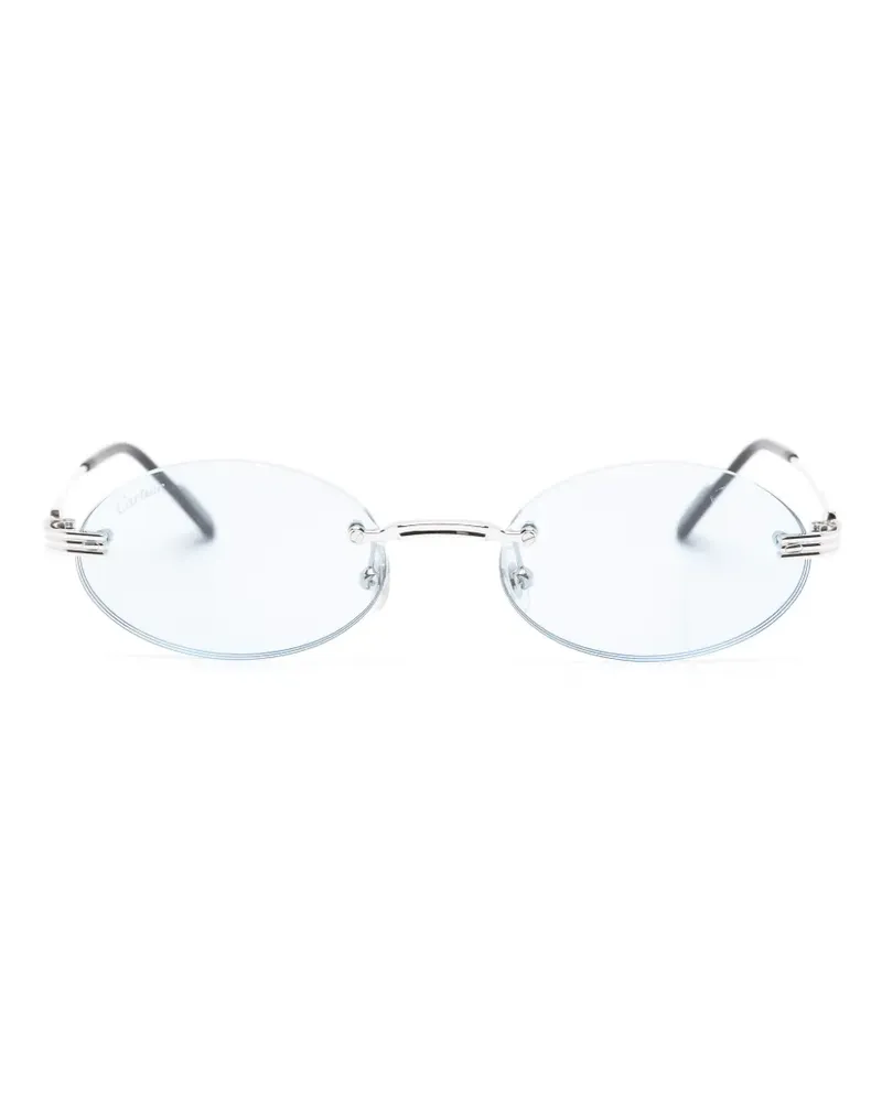 Cartier Rahmenlose Sonnenbrille mit ovalem Gestell - Silber Silber