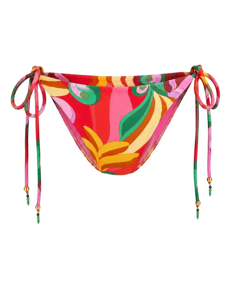 FARM Rio graphic-print tie-side bikini bottoms - Rot Rot
