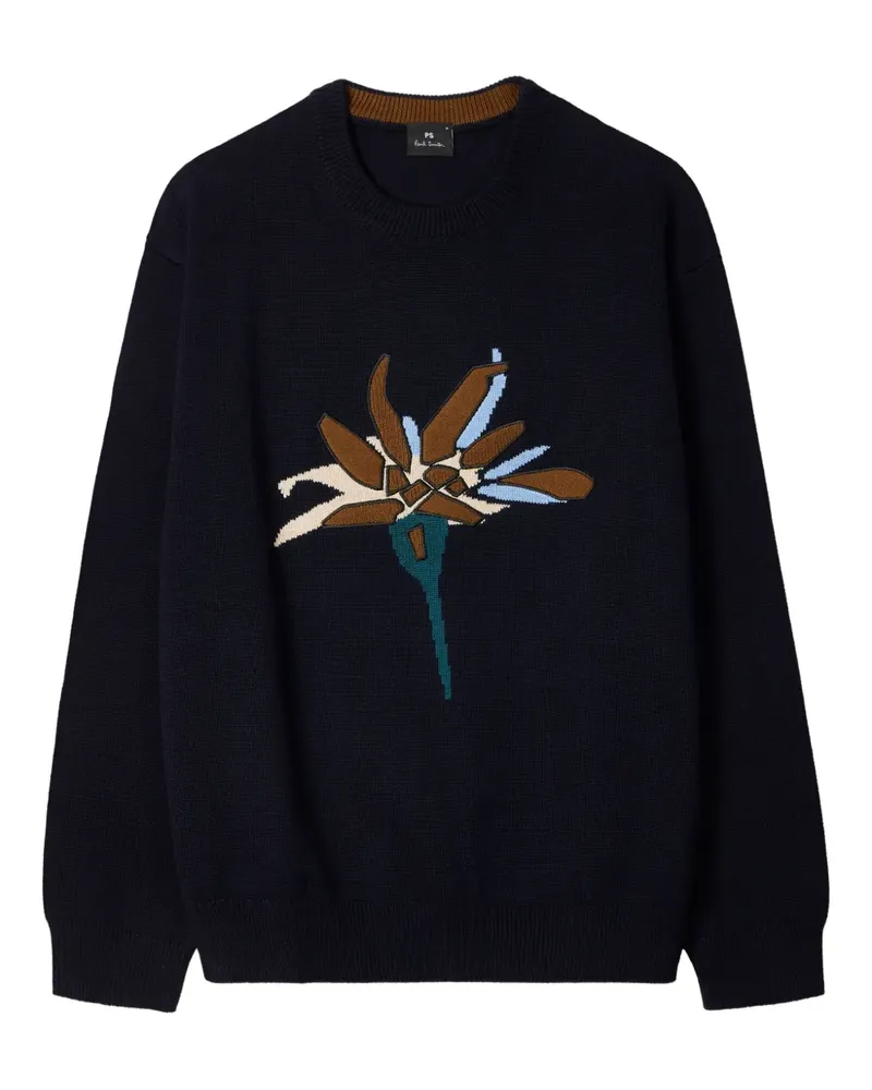 Paul Smith Rundhals-Pullover mit Blumenstickerei - Blau Blau