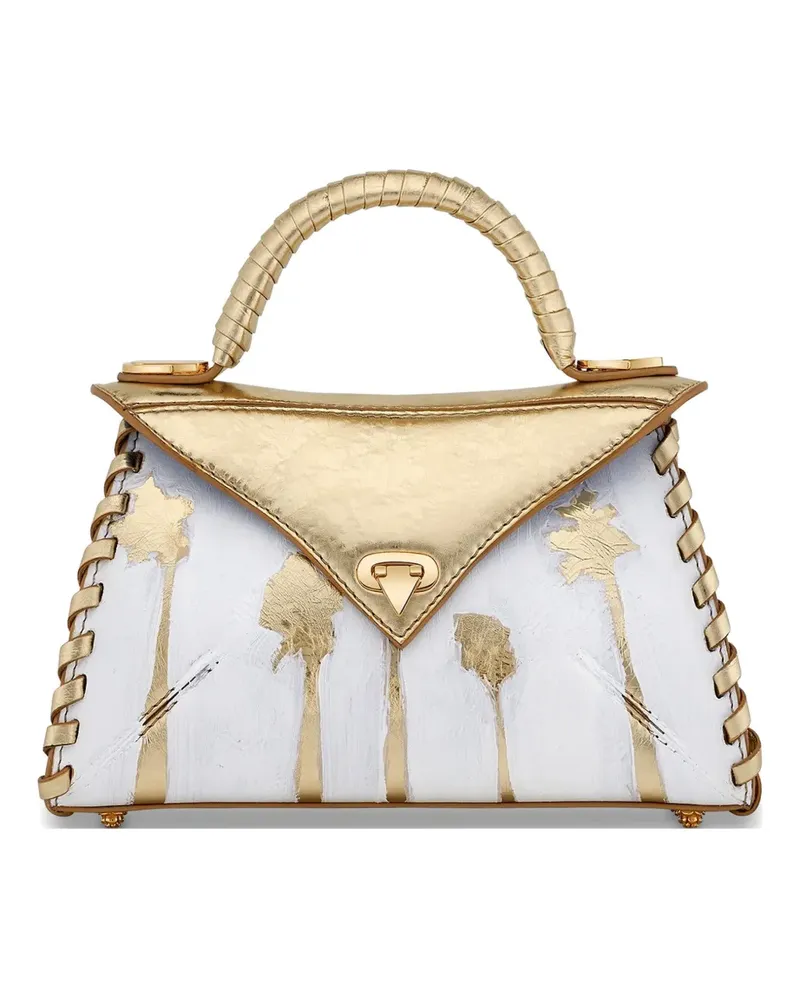 Tyler Ellis x Matt Rogers small LJ hand-painted leather tote bag - Weiß Weiß