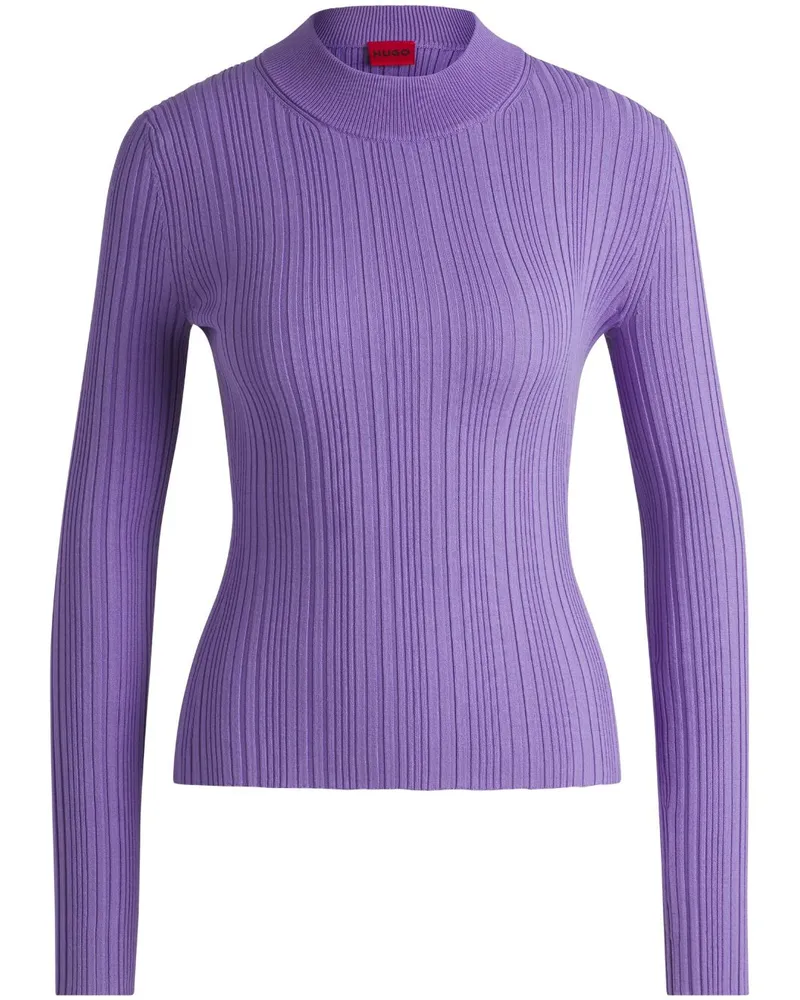 HUGO BOSS Gerippter Strickpullover Violett