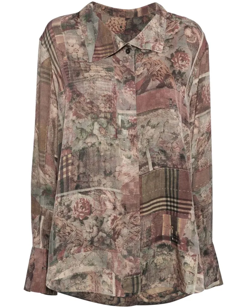 Ziggy Chen Hemd mit Liberty-Print - Braun Braun