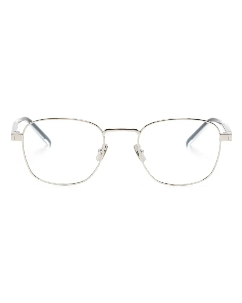 Saint Laurent Eckige Brille mit Logo-Gravur - Silber Silber