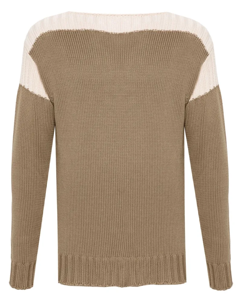 Fendi Zweifarbiger Intarsien-Pullover Braun