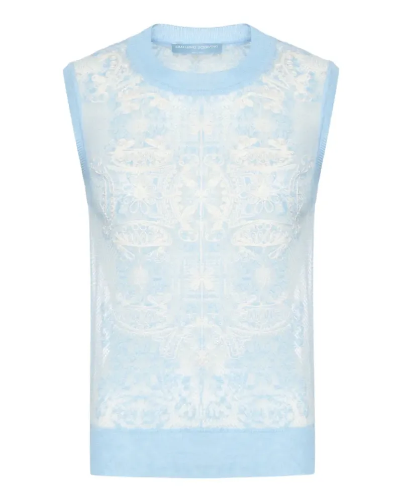 Ermanno Scervino embroidered sleeveless top - Blau Blau