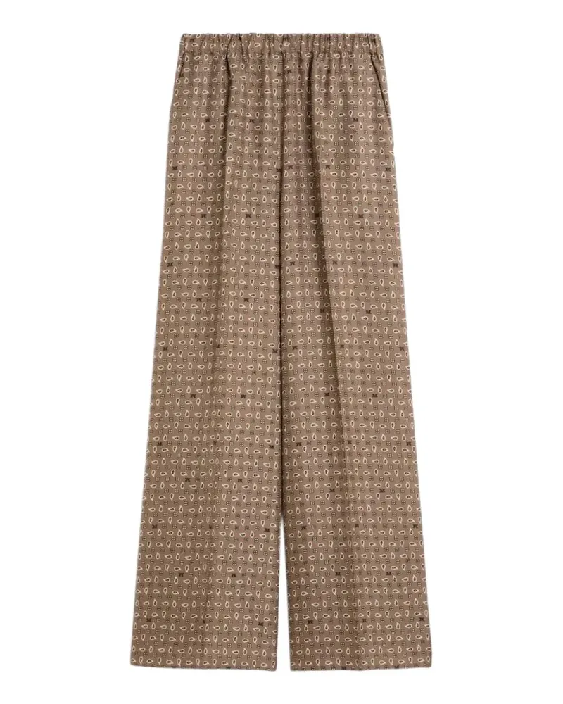 Max Mara monogram-print silk trousers - Braun Braun