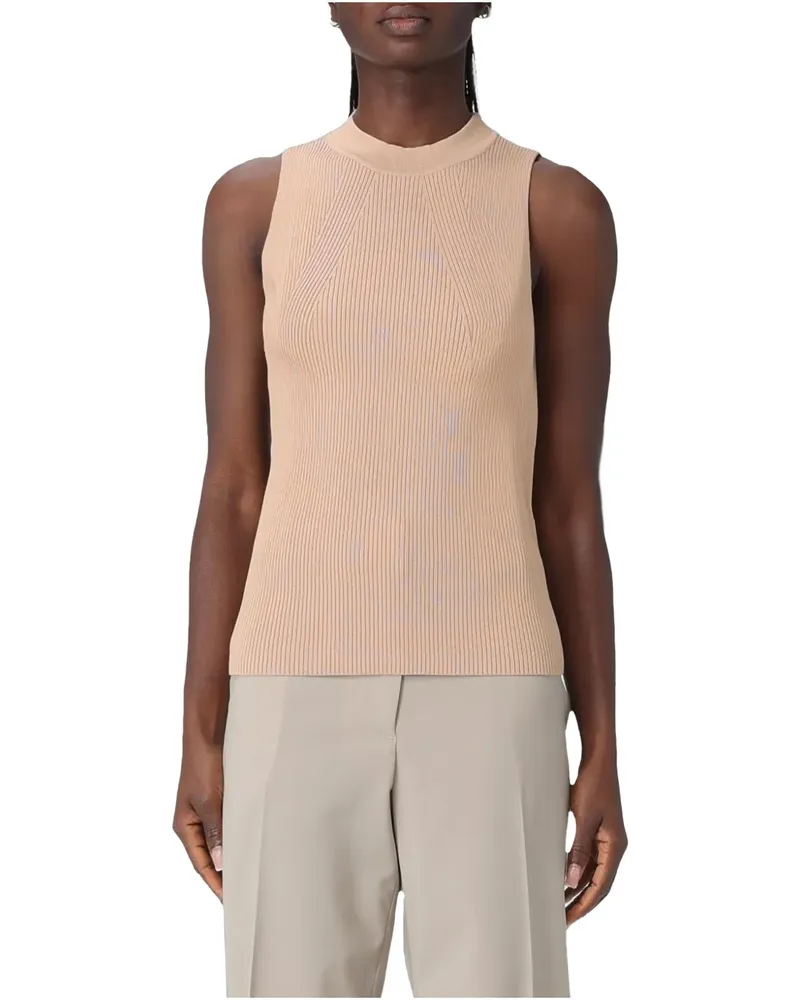 Emporio Armani Geripptes Stricktop - Nude Nude
