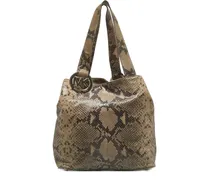 Shopper mit Schlangen-Print - Nude