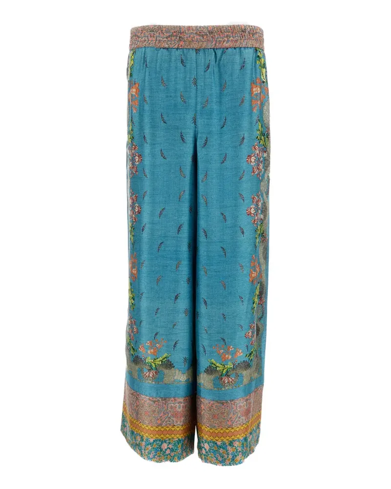 Pierre-Louis Mascia Aloe Palazzohose mit Blumen-Print - Blau Blau