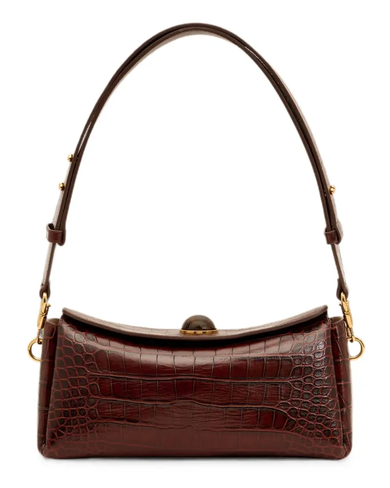 AMI Paris Carrousel Tasche aus Rindsleder mit Kroko-Prägung - Braun Braun