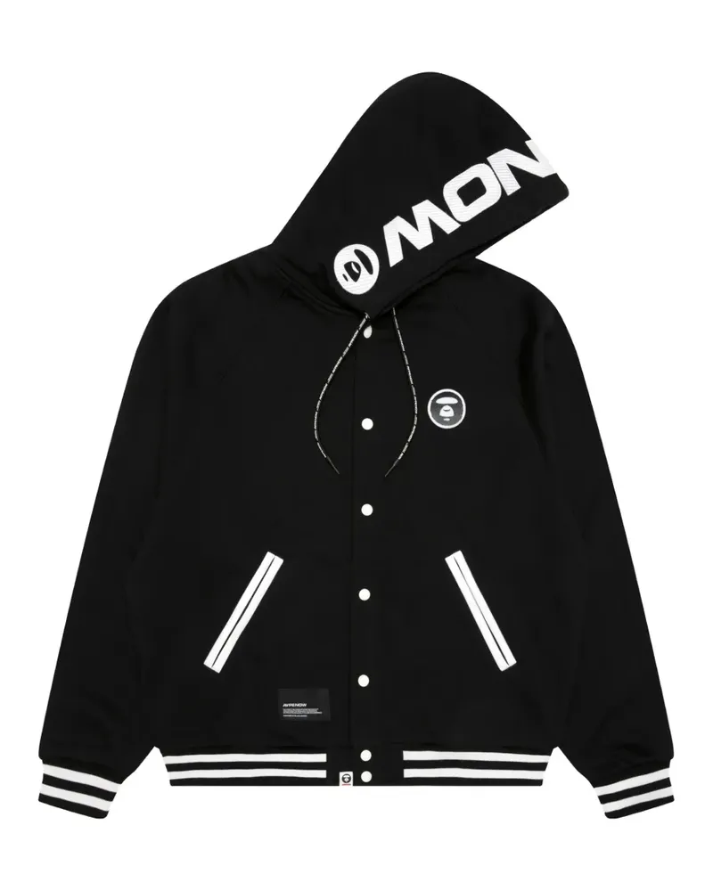 BAPE Geknöpfte Kapuzenjacke mit Logo-Patch - Schwarz Schwarz