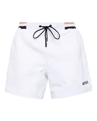 HUGO BOSS Badeshorts mit Logo-Print Weiß