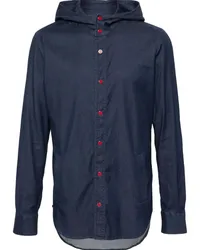 Kiton Jeanshemd mit Kapuze Blau