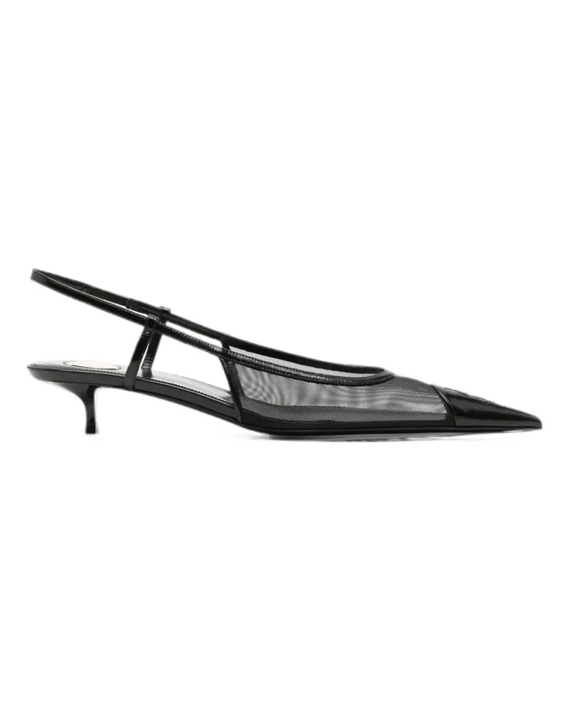 Saint Laurent Spitze Slingback-Pumps mit Spitzeneinsatz - Schwarz Schwarz