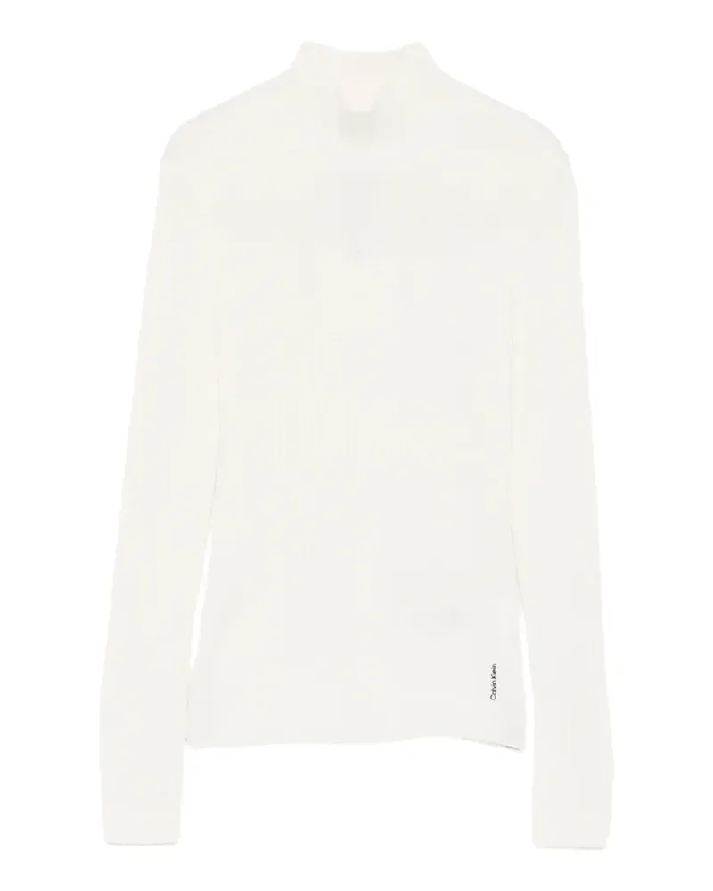Calvin Klein Gerippter Rollkragenpullover - Weiß Weiß