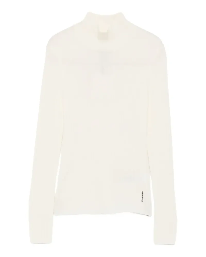 Calvin Klein Gerippter Rollkragenpullover - Weiß Weiß