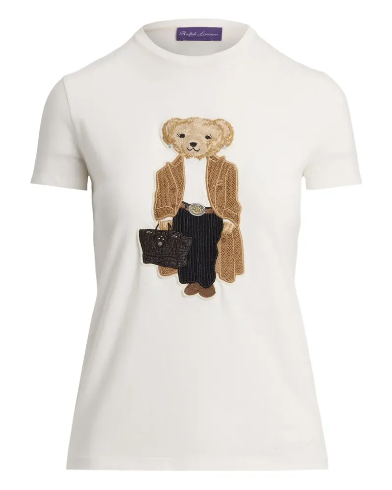 Ralph Lauren T-Shirt mit Bär-Stickerei - Weiß Weiß