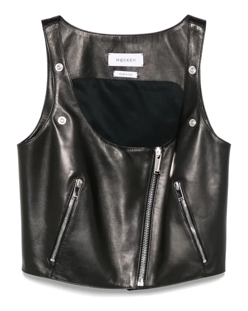 Alexander McQueen Oberteil aus Leder - Schwarz Schwarz