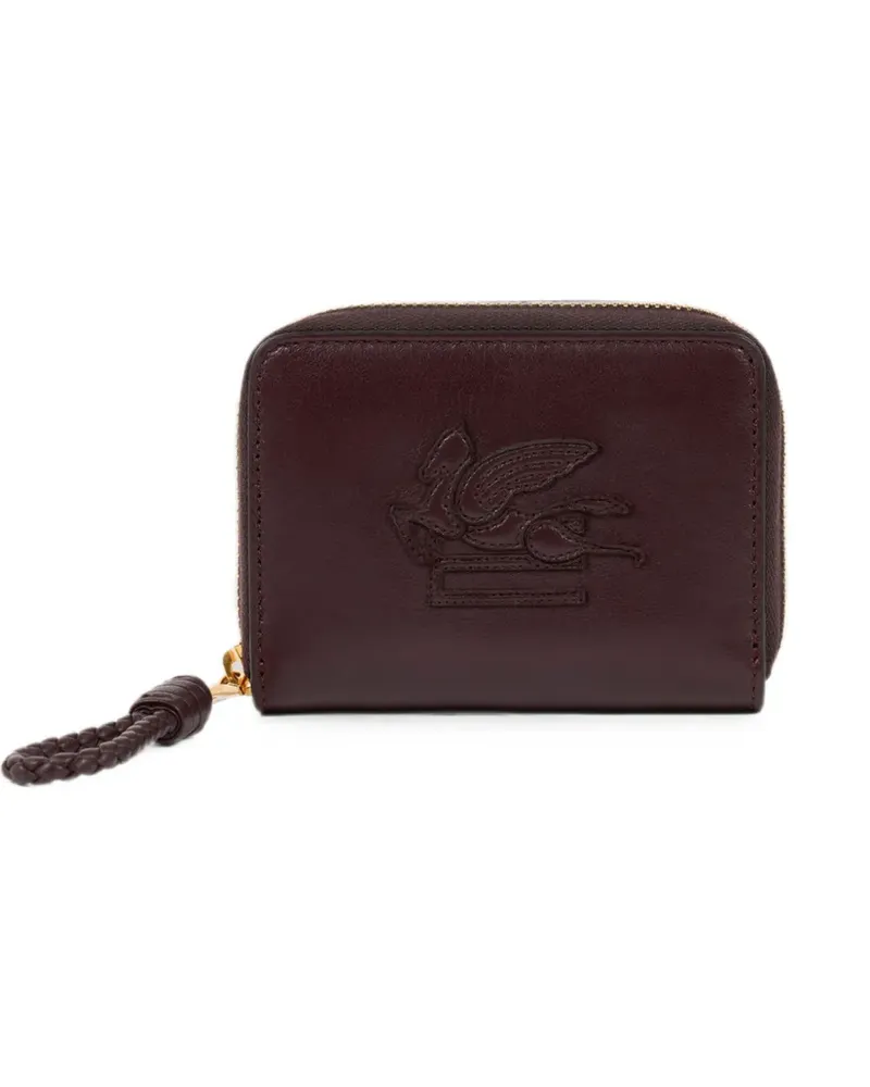 Etro Libra compact zip-around leather wallet wih Pegaso - Violett Violett