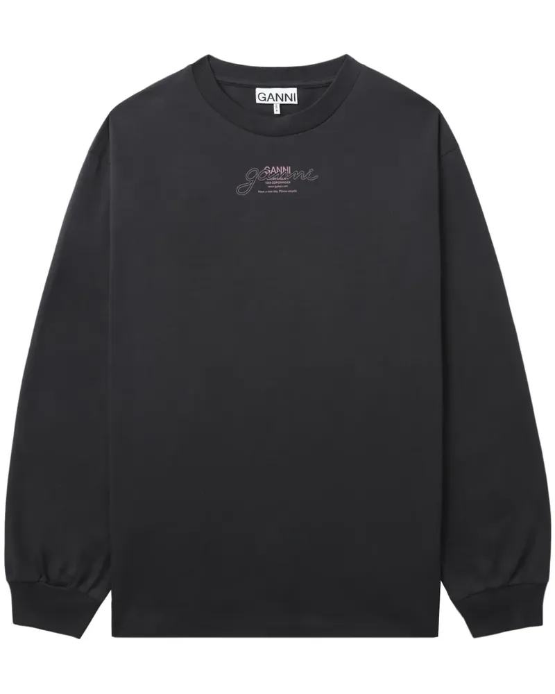 Ganni Sweatshirt mit Logo-Print - Schwarz Schwarz