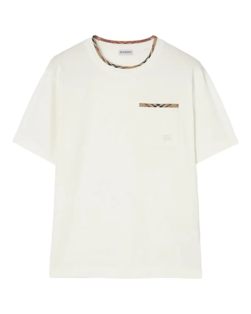 Burberry T-Shirt mit Check-Besatz - Weiß Weiß