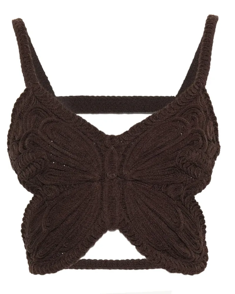 Blumarine Cropped-Top mit Schmetterling - Braun Braun