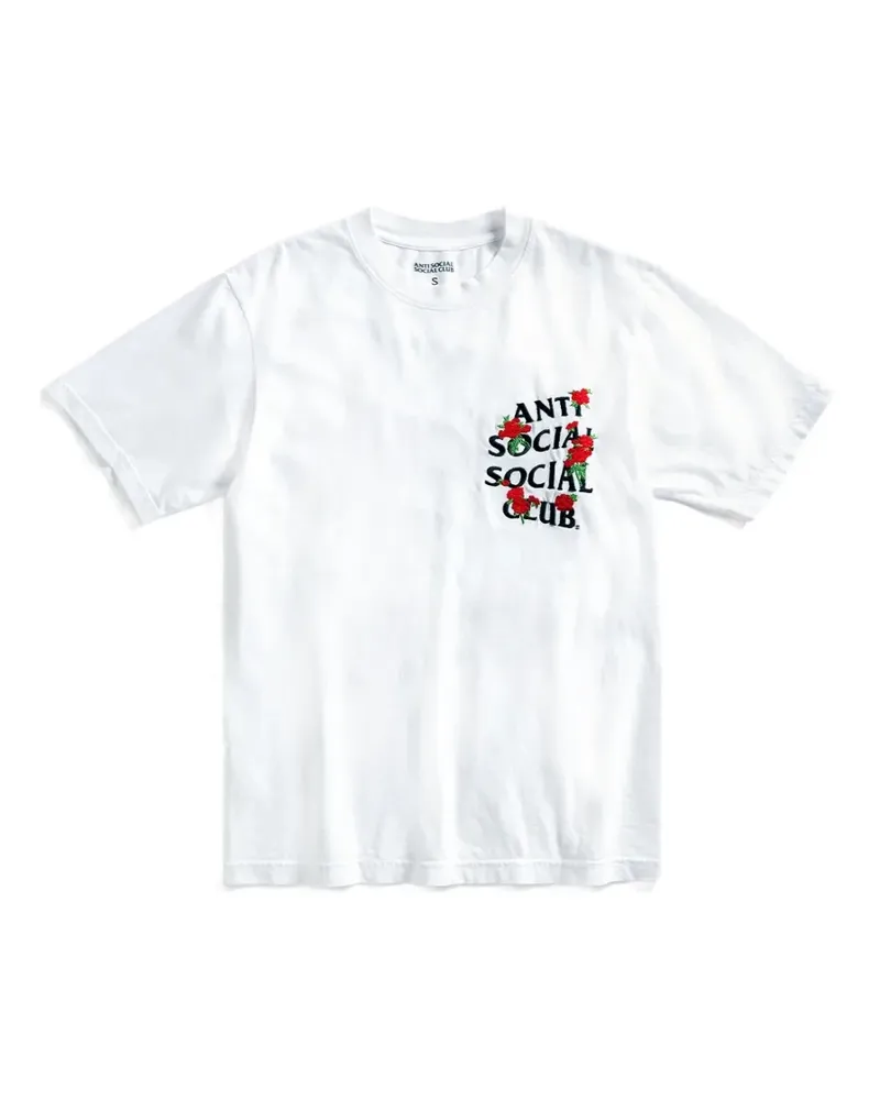 Anti Social Social Club Besticktes Rose Kotch T-Shirt - Weiß Weiß