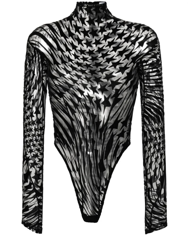 Thierry Mugler Body mit Print - Schwarz Schwarz
