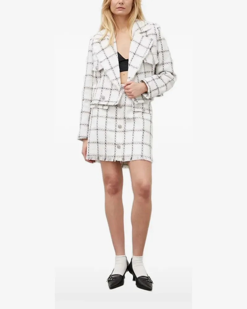 BRUUNS BAZAAR Karierte Azolla BB Nanya Tweed-Jacke - Weiß Weiß