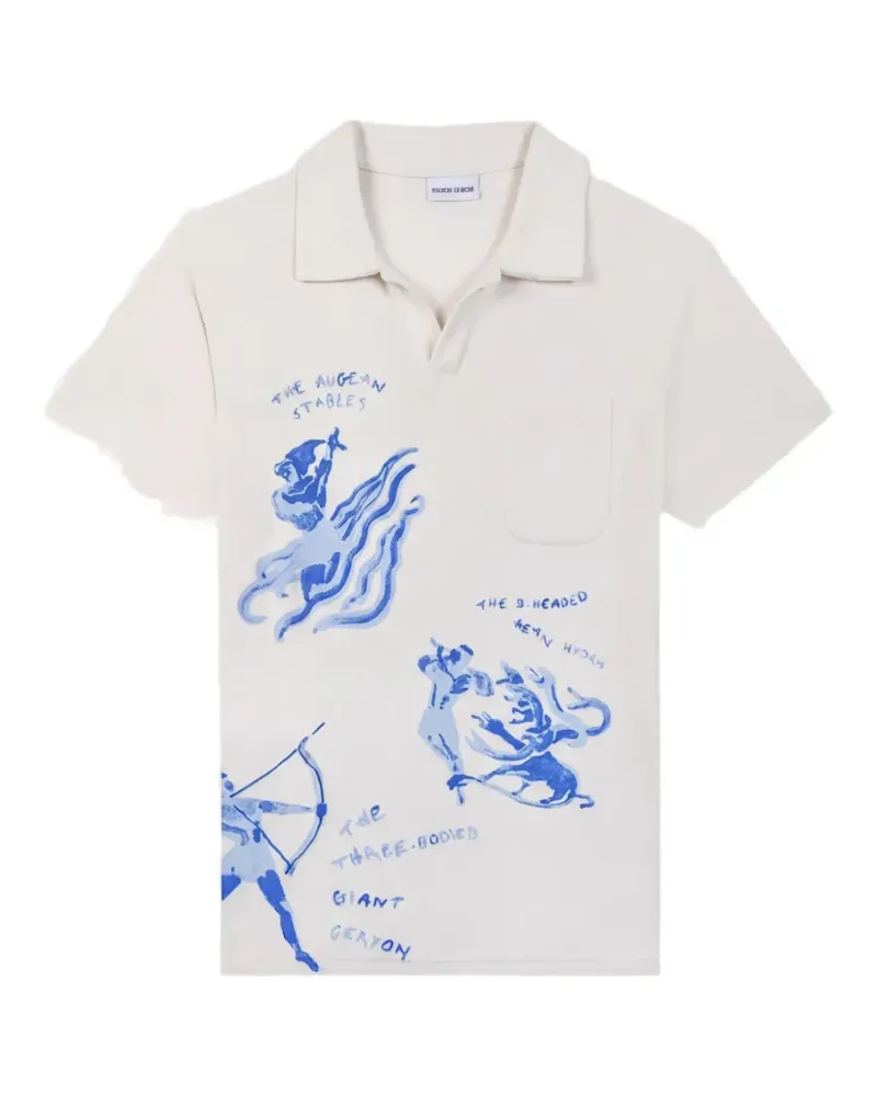 Maison Labiche Poloshirt mit Print - Weiß Weiß