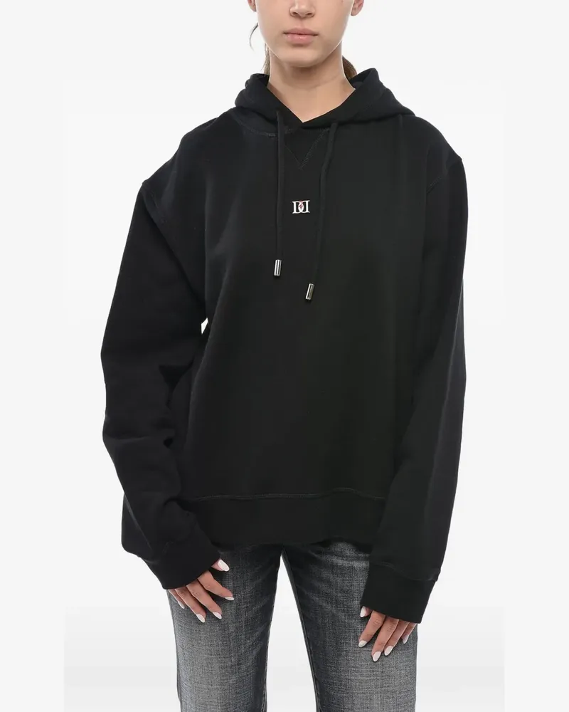 Dsquared2 monogram-plaque drawstring hoodie - Schwarz Schwarz