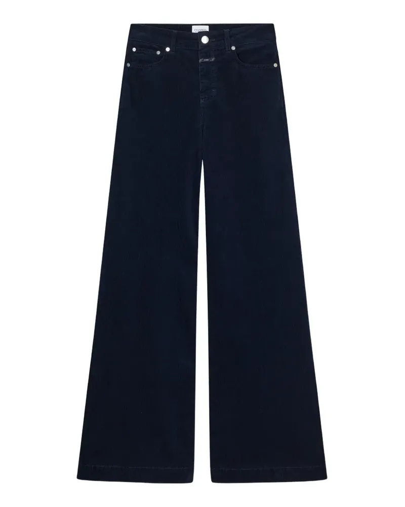 Closed corduroy wide-leg trousers - Blau Blau