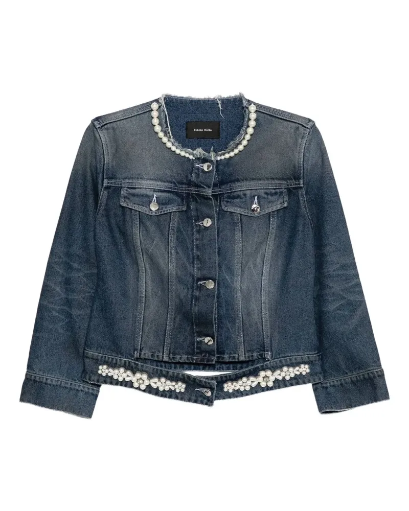 Simone Rocha distressed denim jacket - Blau Blau