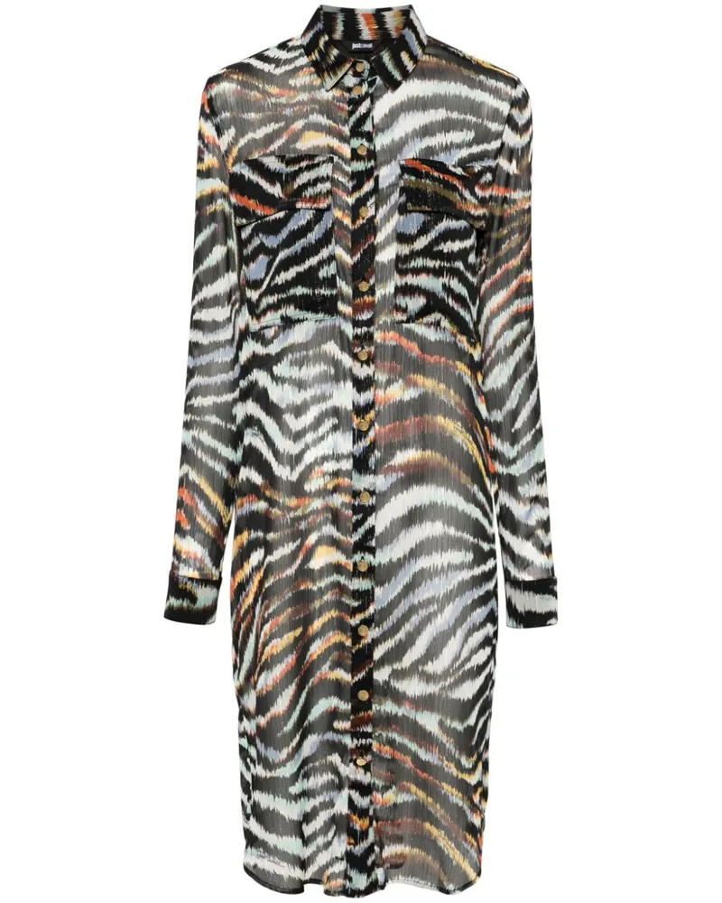 Just Cavalli Hemdkleid mit Zebra-Print Schwarz