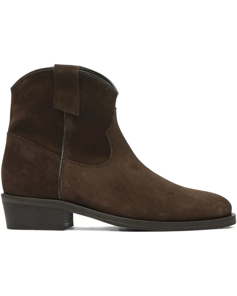 Via Roma 15 Wildleder-Cowboystiefel mit Reißverschlussdetail - Braun Braun