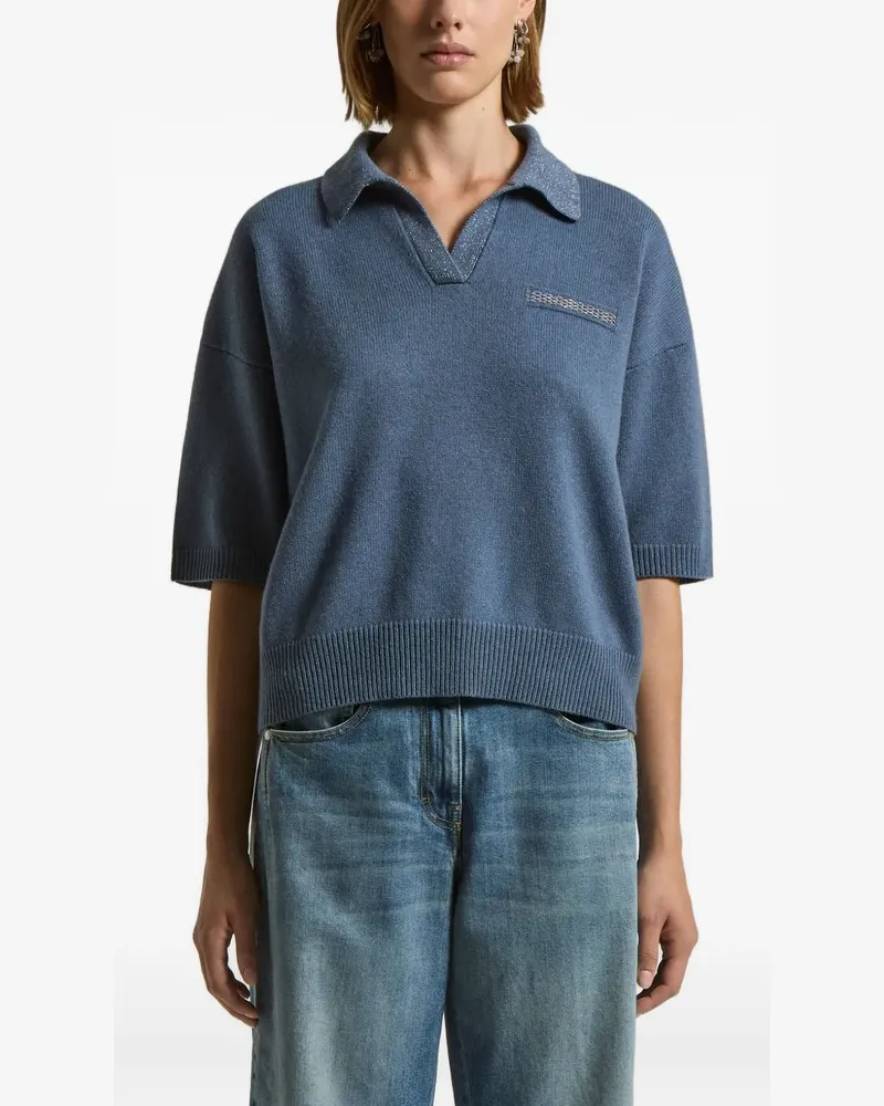 Peserico Verzierter Pullover mit Polokragen - Blau Blau