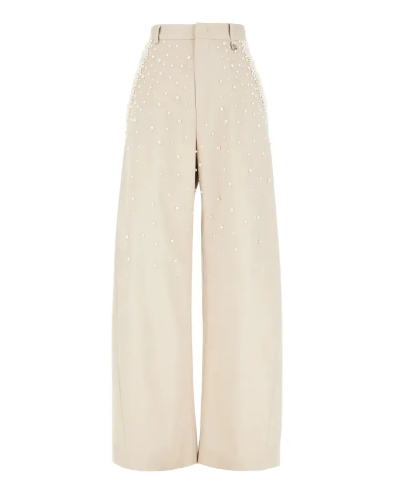 Giuseppe di Morabito faux-pearl embellished trousers - Nude Nude