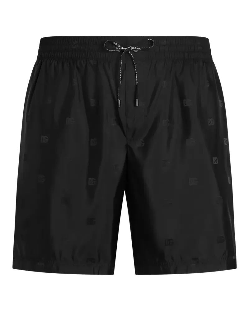 Dolce & Gabbana Badeshorts mit Logo-Muster - Schwarz Schwarz