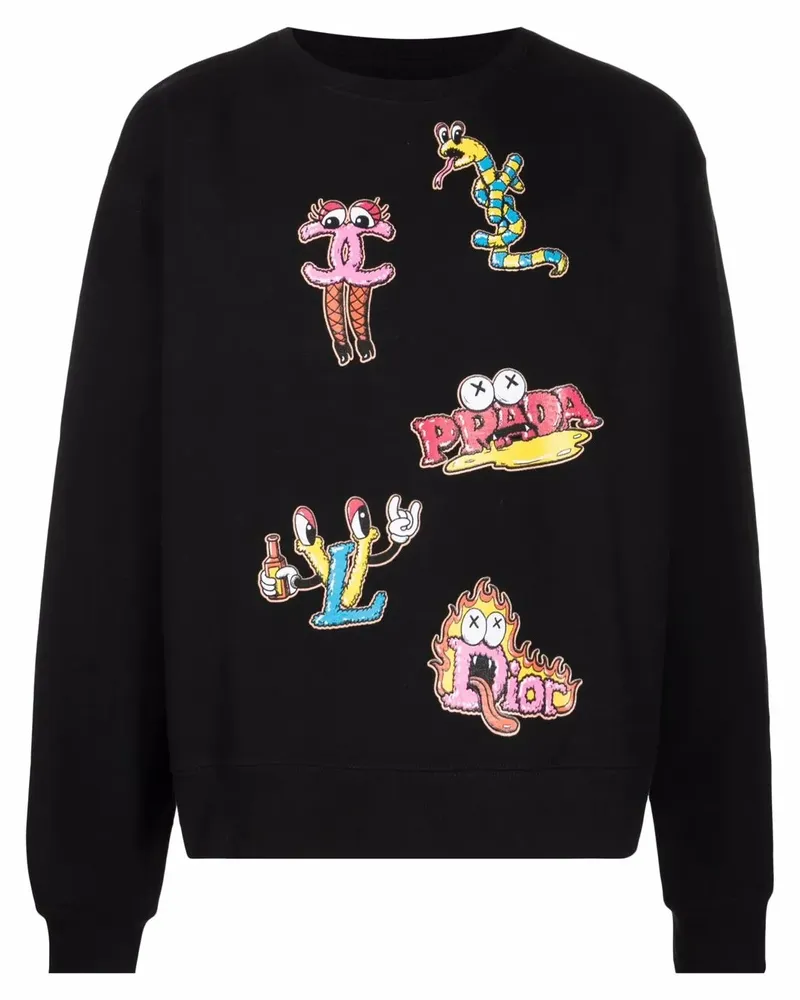 DOMREBEL Sweatshirt mit "Luxury"-Print - Schwarz Schwarz